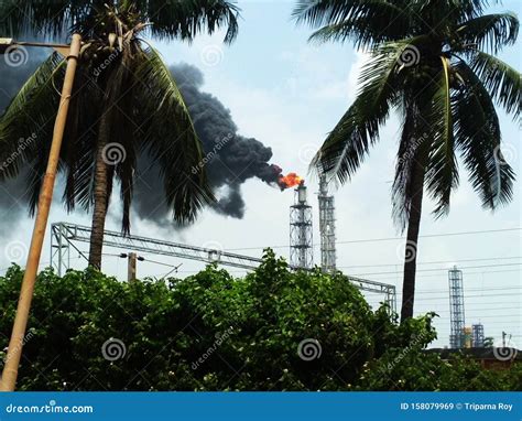 Huge Environmental Pollution from an Oil Refinery Industry Stock Image ...