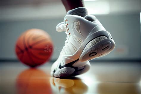 High-top Classic White Leather Basketball Shoe Sneaker Stock Photo - Image of fashion, court ...