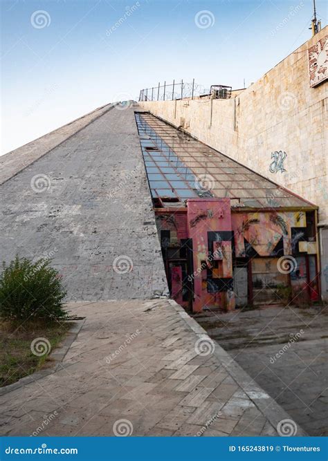 Entrance To the Abandoned Pyramid of Tirana Covered with Graffiti Editorial Stock Image - Image ...