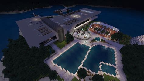 Immense Modern Mansion Island House MCPE map - All for Minecraft PE game