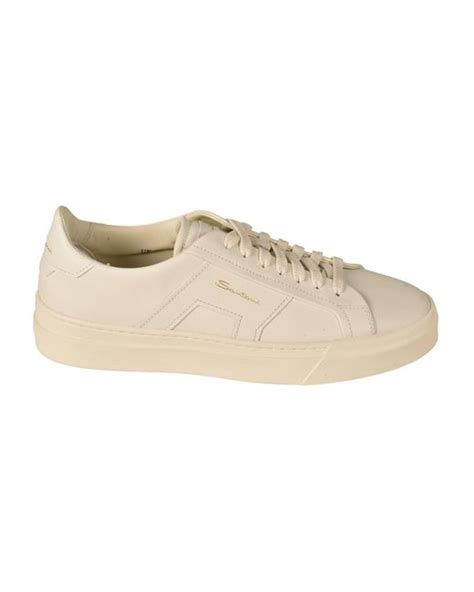 Santoni Logo Sided Classic Sneakers in Natural for Men | Lyst