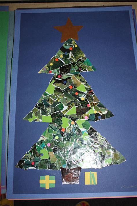 magazine collage Christmas trees - grade 2 | Christmas collage, Preschool arts and crafts, Xmas ...