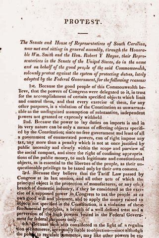 1828: John Calhoun wrote the South Carolina exposition which declared ...