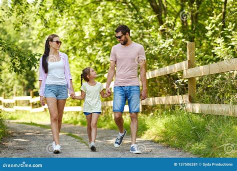 Happy Family Walking in Summer Park Stock Image - Image of generation ...