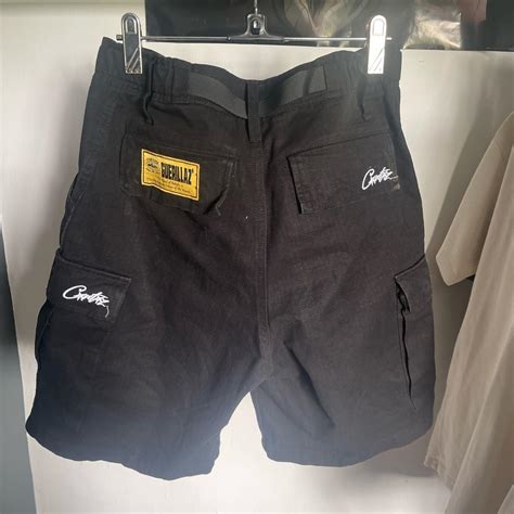 Corteiz cargo shorts black size xs 8/10 condition - Depop