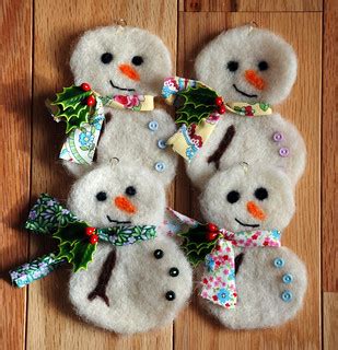 Needle Felted Snowman Ornaments | I made another batch this … | Flickr
