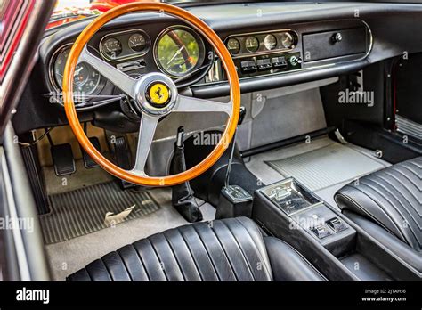 Highlands, NC - June 11, 2022: Close up detail interior view of a 1967 ...