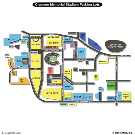 Clemson Memorial Stadium Parking Map