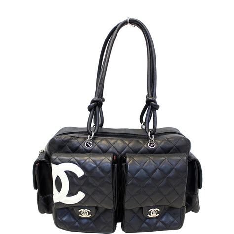 CHANEL Black Quilted Leather Ligne Cambon Reporter Shoulder Bag-US