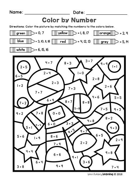 Color By Number Addition Free Printable