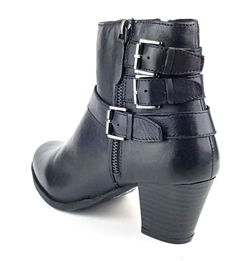 Women Leather Ankle Boots Mid Block Heel Double Buckle Western Shoes Size Zip | eBay