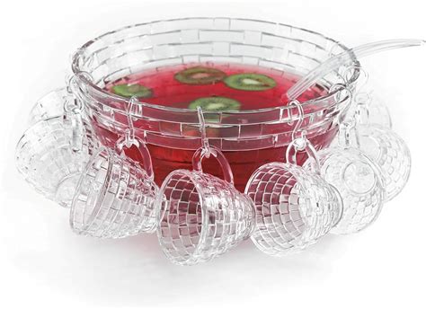 Brilliant - Punch Bowl Set with a Large Bowl, Ladle and Hanging Cups ...