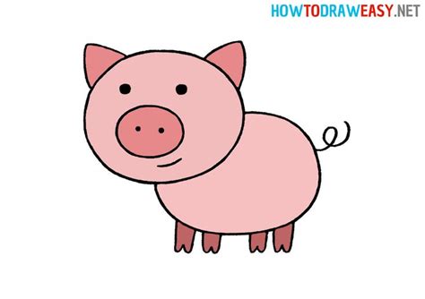 Cartoon Pig Drawing Tutorial | Pig drawing, Pig drawing easy, Easy animal drawings