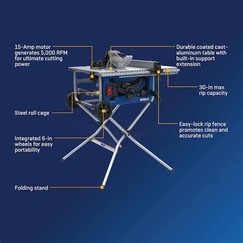 Kobalt 10-in 15-Amp 120-Volt Corded Portable Jobsite Table Saw with Folding Stand TS10302 at ...