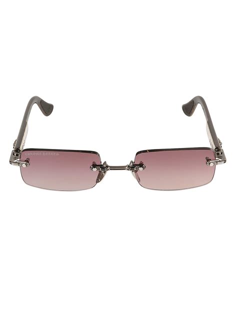 Chrome Hearts Rectangle Rimless Sunglasses in Brown | Lyst