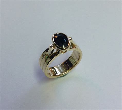 18ct yellow gold Black Sapphire ring. This ring is made from the gold ...