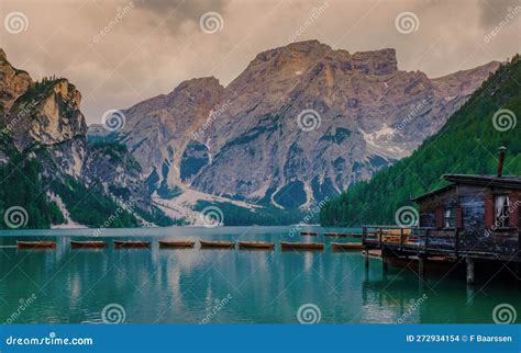 Lago Di Braies Braies Lake, Pragser Wildsee At Sunrise. Trentino Alto Adidge, Dolomites ...