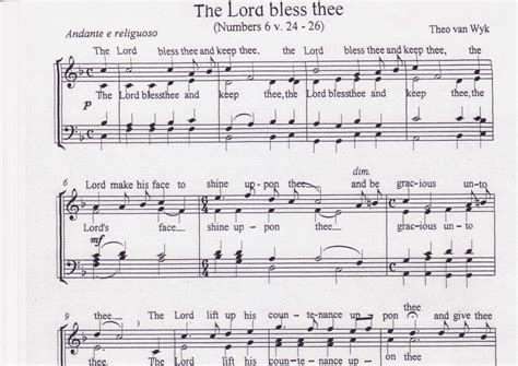 The Lord Bless Thee by Theo van Wyk Sheet Music for SATB Choir at Sheet Music Direct