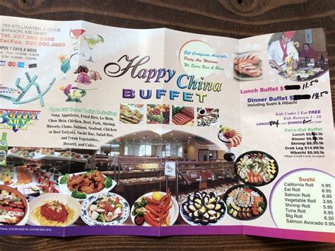 Menu at Happy China Buffet restaurant, Bangor