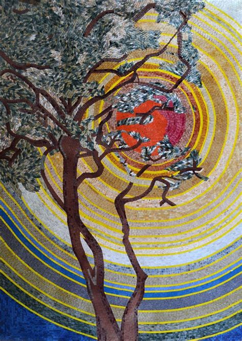 Sunset on Tree Handmade Mosaic Art | Scenery | Mozaico | Mosaic tile ...