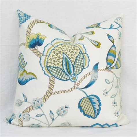 Blue & Green Floral Decorative Throw Pillow Cover. 18 X 18. 20 - Etsy