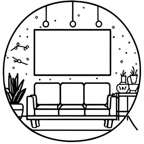 Premium Vector | Modern living room interior design vector coloring page design