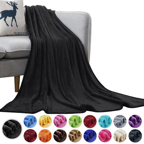 Howarmer Large Black Fleece Throw Blankets, Queen Size Soft Fuzzy ...