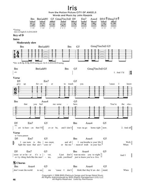 Iris by Goo Goo Dolls - Guitar Lead Sheet - Guitar Instructor