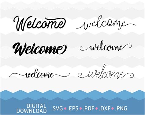 Welcome Instant Download 6 Cursive Font Styles Commercial | Etsy