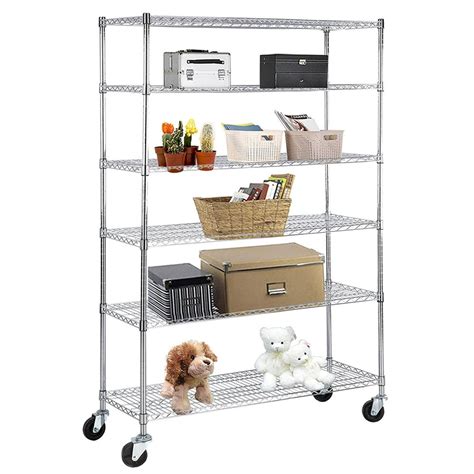 Uenjoy 6 Tier Adjustable 82"x48"x18" Heavy Duty Wire Shelving Rack Steel Shelf Chrome - Walmart ...