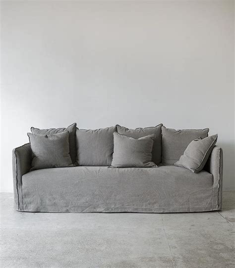 Linen Slipcover Sofa / Natural Grey This luxe yet slouchy sofa is ...