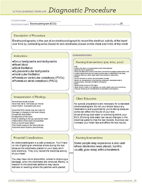 Electrocardiogram - ACTIVE LEARNING TEMPLATES THERAPEUTIC PROCEDURE A Diagnostic Procedure ...