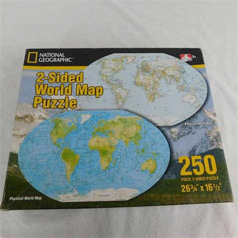 National Geographic World Map Puzzle 2 Sided Oval Shaped 250 Piece Ages ...