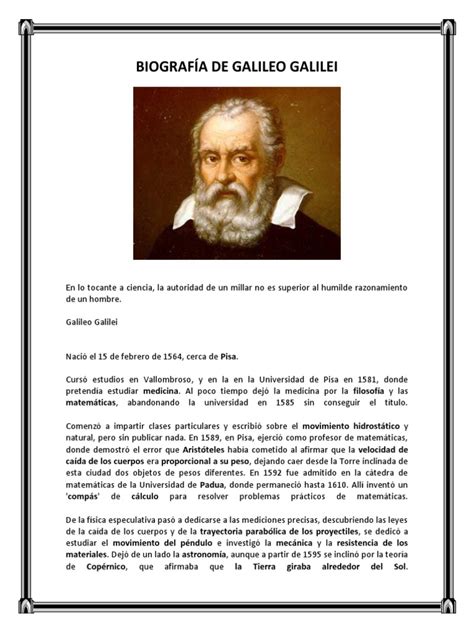 Biografía de Galileo Galilei | Galileo Galilei | Ciencias fisicas