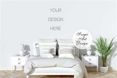 Bedroom Mockup, Wall Decor Mockup, JPG Graphic by SergeiArtDesign · Creative Fabrica