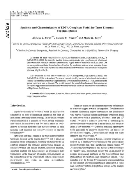 Synthesis and Characterization of EDTA Complexes | PDF | Coordination ...