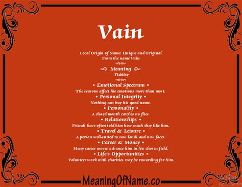 Vain - Meaning of Name