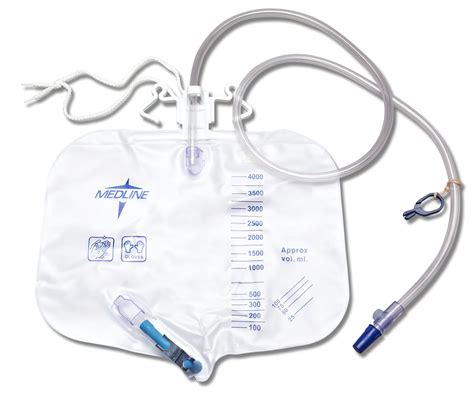 Medline Urinary 4000 ml Drain Bag with Anti-Reflux Tower with Metal Cl