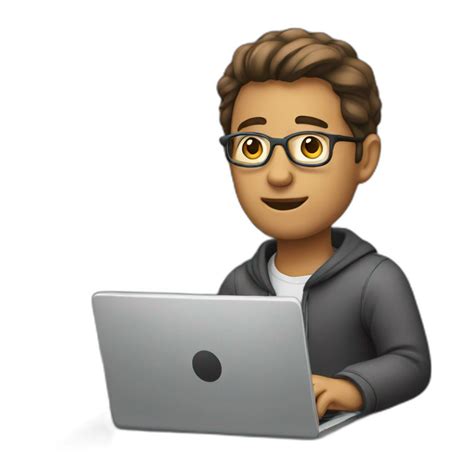 a man with a bad posture sitting on a cahir while using his laptop | AI Emoji Generator