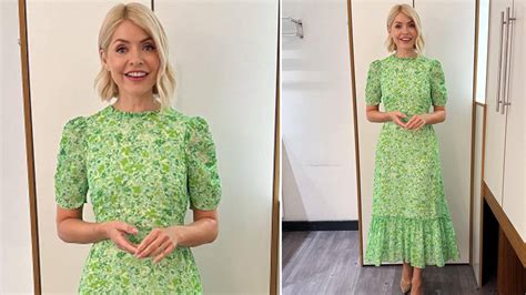 Holly Willoughby's This Morning outfit today: How to get her green floral midi dress - Heart