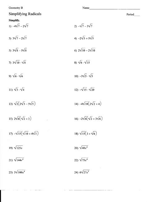 Simplifying Radicals Worksheet 1 New Simplifying Radicals Worksheet ...