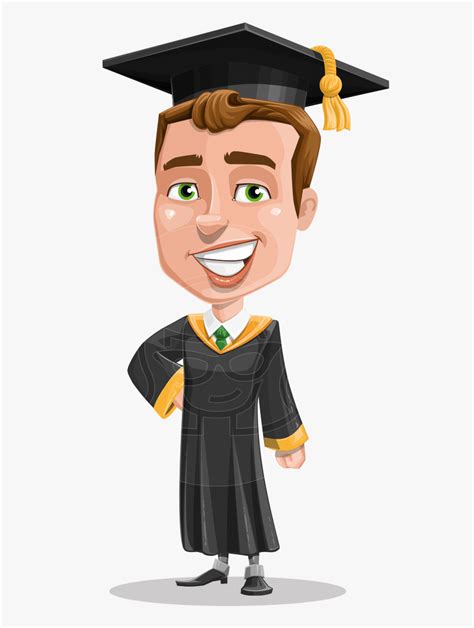 Male College Graduate Cartoon Vector Character Aka - Graduation Cap On ...