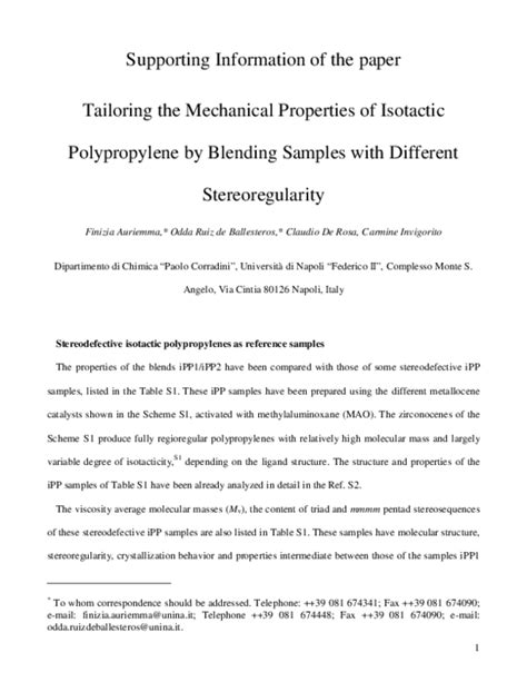 (PDF) Tailoring the mechanical properties of isotactic polypropylene by blending samples with ...