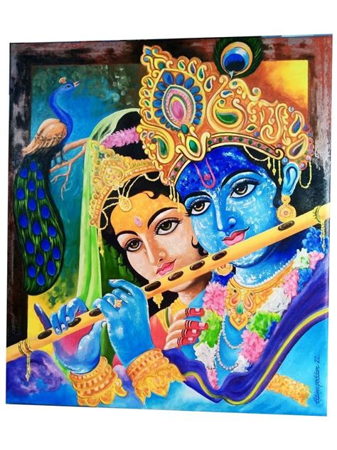 Figurative Wooden Shree Krishna Radha Oil Canvas Paintings, Size: 48 X 52 Inch at Rs 2500 in ...