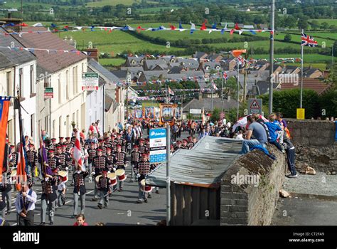 12th July, 2011. Rathfriland, Northern Ireland, UK. Orangemen march up ...