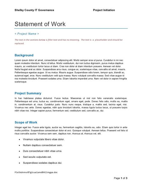 42 Great Statement of Work Templates (SOW) ᐅ TemplateLab