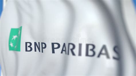 Waving Flag with BNP Paribas Logo, Close-up. Editorial 3D Rendering Editorial Image ...