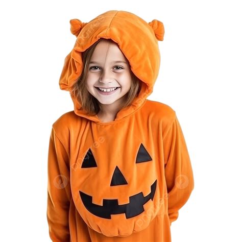 Laughing Little Girl In A Pumpkin Costume For Halloween, Positive Portrait Of A Teenager ...