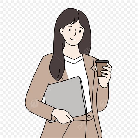 Young Workers Clipart Hd PNG, Young Girl Office Worker Holding Laptop ...