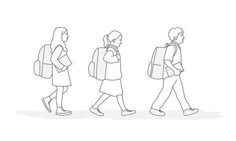 626 Boy Walking School Line Art Royalty-Free Images, Stock Photos ...